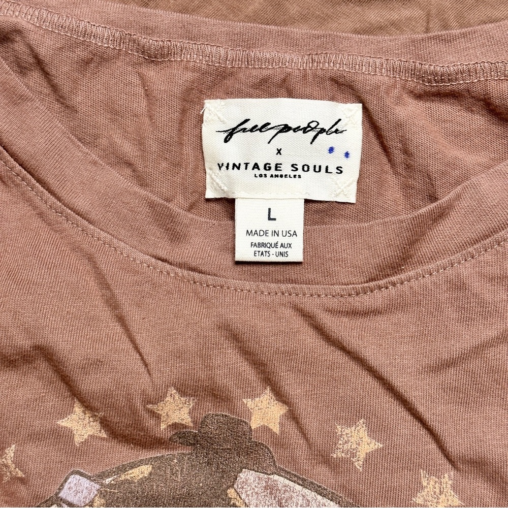 Free People x Vintage Souls Bandana Rodeo Twofer Cropped Tee Long Sleeve Top - Picture 6 of 9